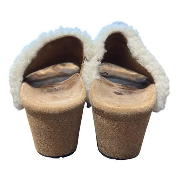 Papillio Birkenstock Namica Teddy Wedge Slides Shearling Womens Size 41 / US 10 - Picture 5 of 9